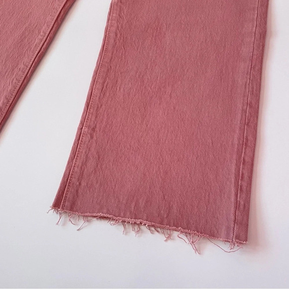 NWT! LOFT Womens High Waist Straight Crop Jean Blush Pink Frayed Hemline Size 31 - Picture 9 of 14